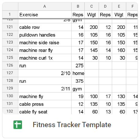 Fitness Tracker Google Sheets Link